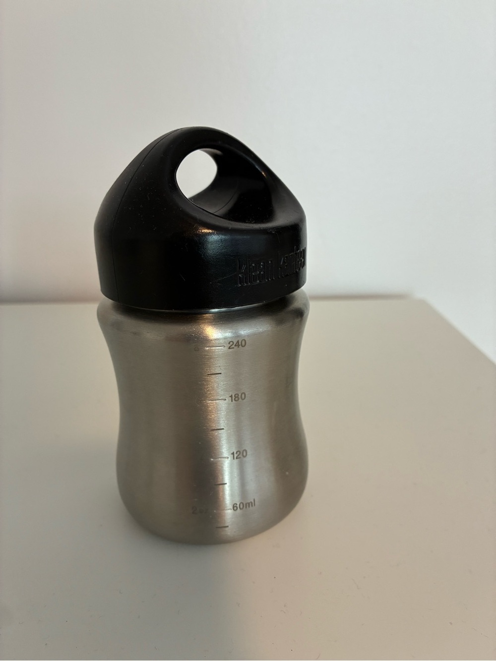Kid Klean Kanteen Black and Stainless Steel Bottle with Carry Cap